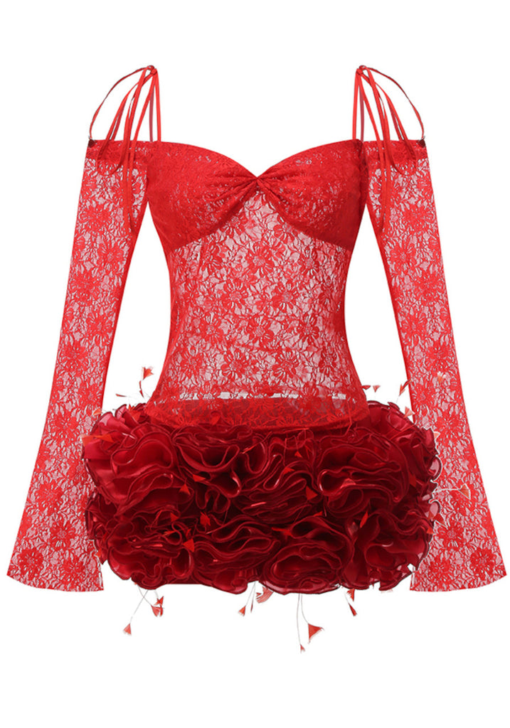 Sexy Red Spaghetti Strap Long Sleeve A-Line Short Homecoming Dresses For Party,HD1156