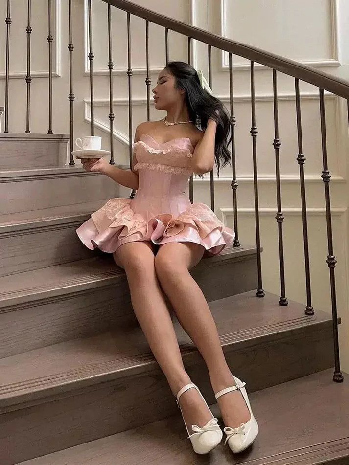 Elegant Pink Sweetheart A-Line Short Homecoming Dresses For Birthday Party,HD1192