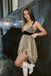 Trendy Champagne Homecoming Dress V-Neck Elegant Tiered Skirt Night Out,HD1276