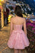Pretty Pink Floral Corset Homecoming Dress Fancy Strapless Cocktail Party Evening Gown,HD1281