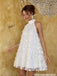 Classy White High Neck Floral Applique Homecoming Dress Unique Tulle A-Line Outfit,HD1353