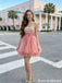Classy Rose Pink Sweetheart Sleeveless Beaded Sparkly Layered Short Homecoming Dress ,HD1231