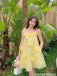 Fancy Yellow Floral Homecoming Dress Sleeveless A Line Short Modern Cocktail,HD1286
