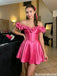 Pretty Hot Pink Off-Shoulder Satin Homecoming Dress Classy Corset Bow Detail Party Wear,HD1289