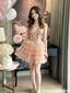 Stunning Pink Sweetheart Mirror Mosaic Tiered Glitter Homecoming Dress,HD1329