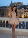 Fancy Champagne Sequin Cocktail Homecoming Dress Pretty Deep V Neck Fitted Party Mini,HD1275