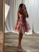 Cute Pink Spaghetti Strap A-Line Short Homecoming Dresses For Party,HD1161