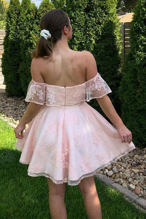 Cute Pink Off-Shoulder Short Sleeveless Homecoming Dresses For Birthday Party,HD1177
