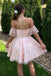 Cute Pink Off-Shoulder Short Sleeveless Homecoming Dresses For Birthday Party,HD1177