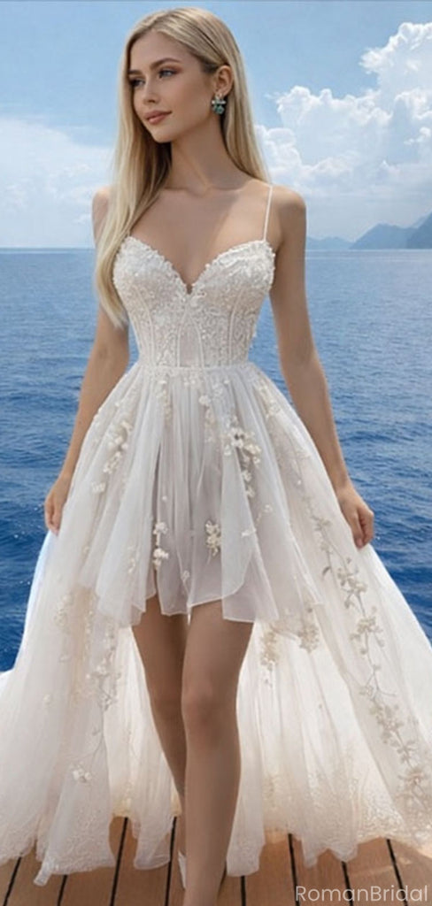 Elegant Spaghetti Strap Lace Homecoming Dress Long A-Line Tulle Formal Gown,HD1208
