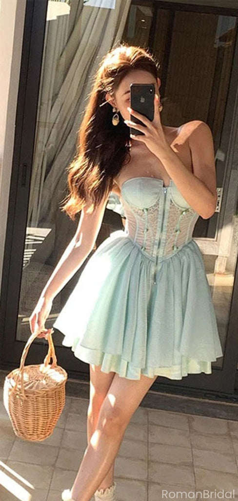Elegant Blue Sweetheart A-Line Short Homecoming Dresses For Birthday Party,HD1196