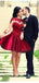 Charming Red Halter Long Sleeve A-Line Short Homecoming Dresses For Birthday Party,HD1198