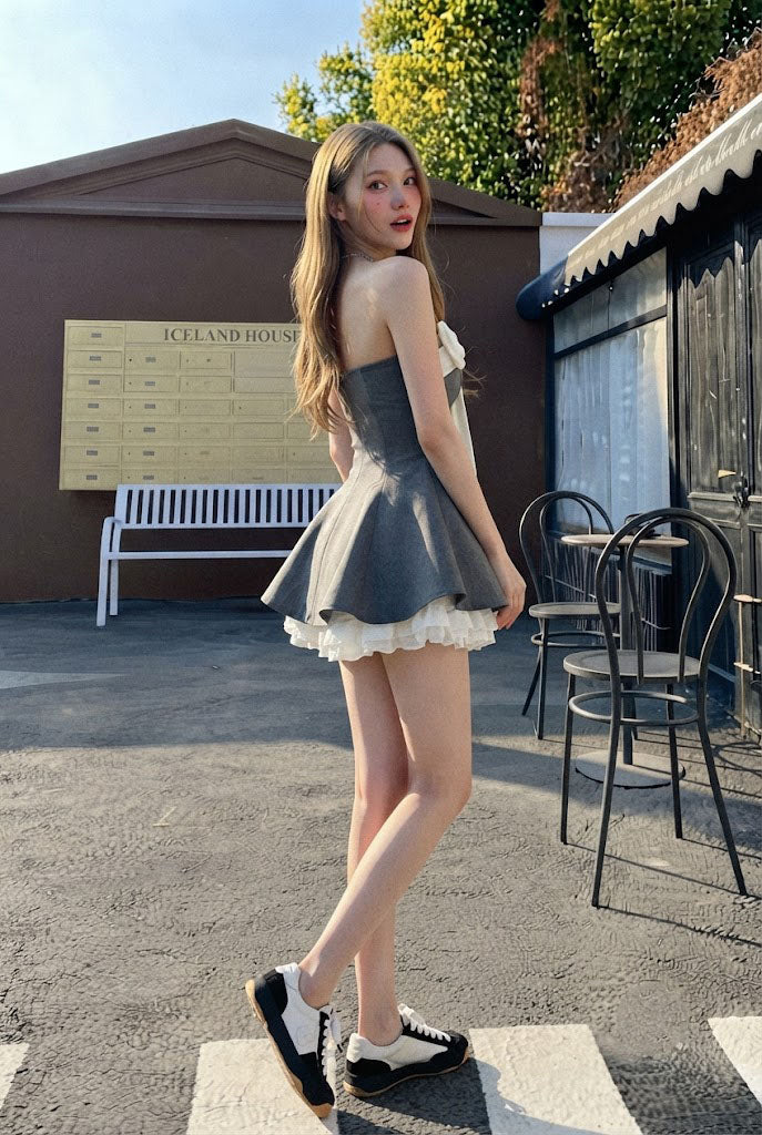 Pretty Gray Bow Mini Homecoming Dress Classy A Line Short Dress For Fancy Events,HD1300