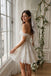 Modern Lace Sweetheart Strapless Mini Wedding Dresses with Exquisite Applique Details,WD0634