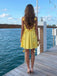 Pretty Yellow Homecoming Dress Sexy Spaghetti Strap Sleeveless Floral Satin Party,HD1284