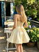 Modern Yellow Short Homecoming Dress Sweetheart Neck Spaghetti Strap Mini Gown,HD1338