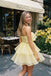 Beautiful Yellow Strapless Tiered Homecoming Dress Cute Layered Ruffle Organza Party Gown,HD1312