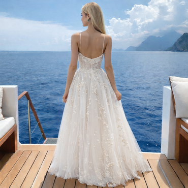 Elegant Spaghetti Strap Lace Homecoming Dress Long A-Line Tulle Formal Gown,HD1208