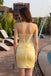 Fancy Yellow Strapless Corset Homecoming Dress Beautiful Satin Lace Cocktail Outfit,HD1351