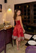 Classy Red Strapless Rose Embroidery Homecoming Dress For Party,HD1287
