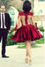 Charming Red Halter Long Sleeve A-Line Short Homecoming Dresses For Birthday Party,HD1198