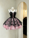 Classy Black and Pink Butterfly Homecoming Dress Corset Style Tulle Mini,HD1262
