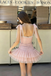 Pretty Pink Square Neck Beaded Pearl Tulle Homecoming Dress Featuring Tiered Skirt,HD1320