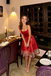 Classy Red Strapless Rose Embroidery Homecoming Dress For Party,HD1287