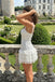 Sexy White Sequin Scoop Neck Sleeveless Mini Homecoming Dress Beautiful Fitted,HD1343