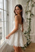 Modern Lace Sweetheart Strapless Mini Wedding Dresses with Exquisite Applique Details,WD0634