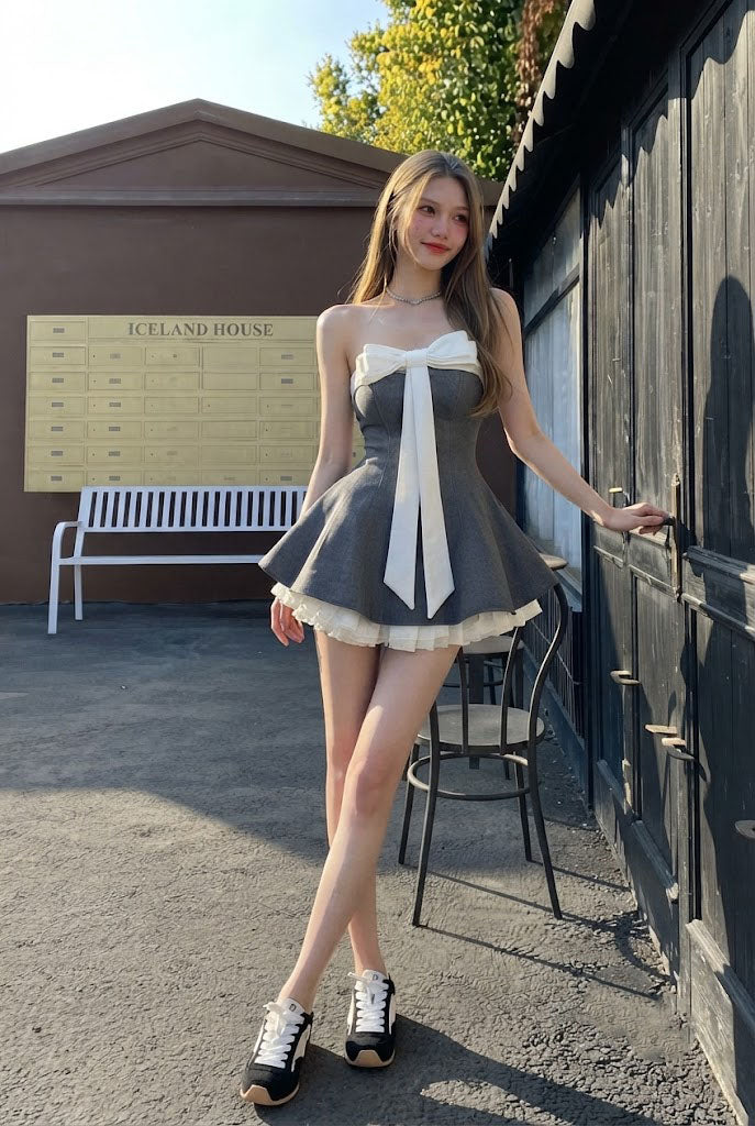 Pretty Gray Bow Mini Homecoming Dress Classy A Line Short Dress For Fancy Events,HD1300