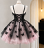 Classy Black and Pink Butterfly Homecoming Dress Corset Style Tulle Mini,HD1262