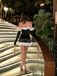 Pretty Black Homecoming Dress with White Ruffle Details Fancy Strapless Party Outfit,HD1280