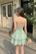 Beautiful Tiered Homecoming Dress Fancy Spaghetti Strap Gown with Lace Trim,HD1279