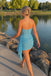 Stunning Blue Sequin Strapless Corset Homecoming Dress Draped Bodycon Styling,HD1361