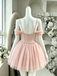 Sexy Off-Shoulder Pink Tulle Short Homecoming Dress Beaded Bodice Butterfly Accent,HD1252