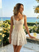 Sexy White Sweetheart Tie-Strap Corset Mini Lace Tulle Homecoming Dress,HD1336