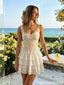 Sexy White Sweetheart Tie-Strap Corset Mini Lace Tulle Homecoming Dress,HD1336