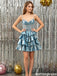 Classy Blue Spaghetti Strap Homecoming Dress Featuring Fancy Layered Ruffles Metallic,HD1240