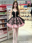 Classy Black and Pink Butterfly Homecoming Dress Corset Style Tulle Mini,HD1262