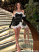 Pretty Black Homecoming Dress with White Ruffle Details Fancy Strapless Party Outfit,HD1280