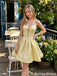 Modern Yellow Short Homecoming Dress Sweetheart Neck Spaghetti Strap Mini Gown,HD1338