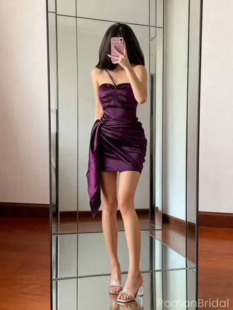 Sexy Purple Sweetheart Sleeveless Mermaid Short Homecoming Dresses For Party,HD1149