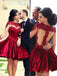 Charming Red Halter Long Sleeve A-Line Short Homecoming Dresses For Birthday Party,HD1198