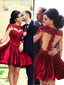 Charming Red Halter Long Sleeve A-Line Short Homecoming Dresses For Birthday Party,HD1198