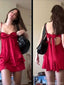 Unique Red Spaghetti Strap A-Line Short Homecoming Dresses For Birthday Party,HD1194
