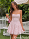 Floral Pink Applique Spaghetti Strap Dress Cute Short A Line Homecoming Dress,HD1367