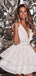 Elegant White V-Neck A-Line Short Homecoming Dresses For Birthday Party,HD1199