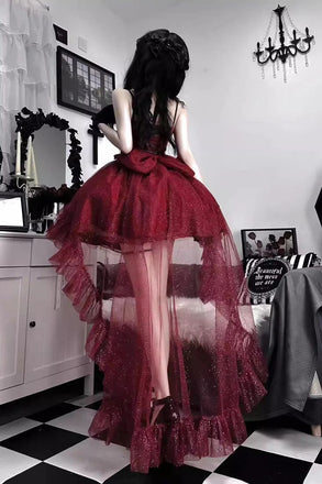 Sexy Red Spaghetti Strap High Low A-Line Short Homecoming Dresses For Party,HD1157