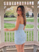 Light Blue Sweetheart Sleeveless Homecoming Dress Crystal Beaded Mesh Elegant,HD1385